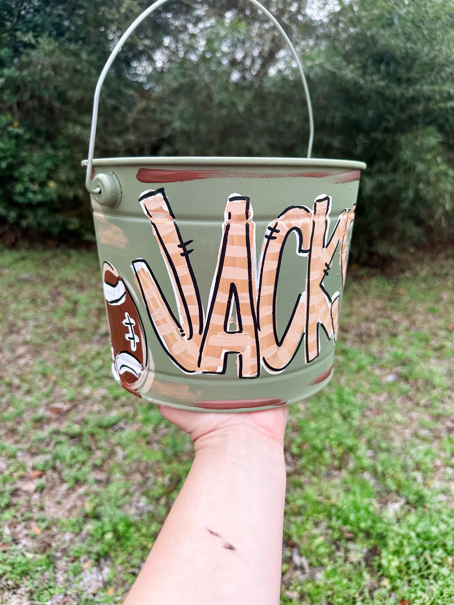Sports Themed Hand Painted Easter Bucket