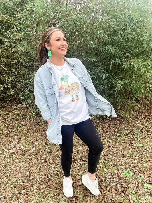 St. Patrick's Day 'Lucky Duck' T-Shirt – Cute Cartoon Duck with Green Hat