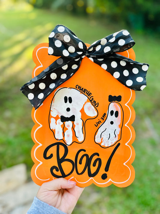 Boo! Ghost Handprint Plaque 10/14