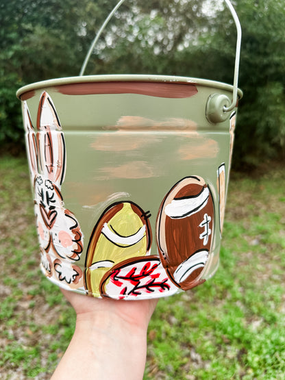 Sports Themed Hand Painted Easter Bucket