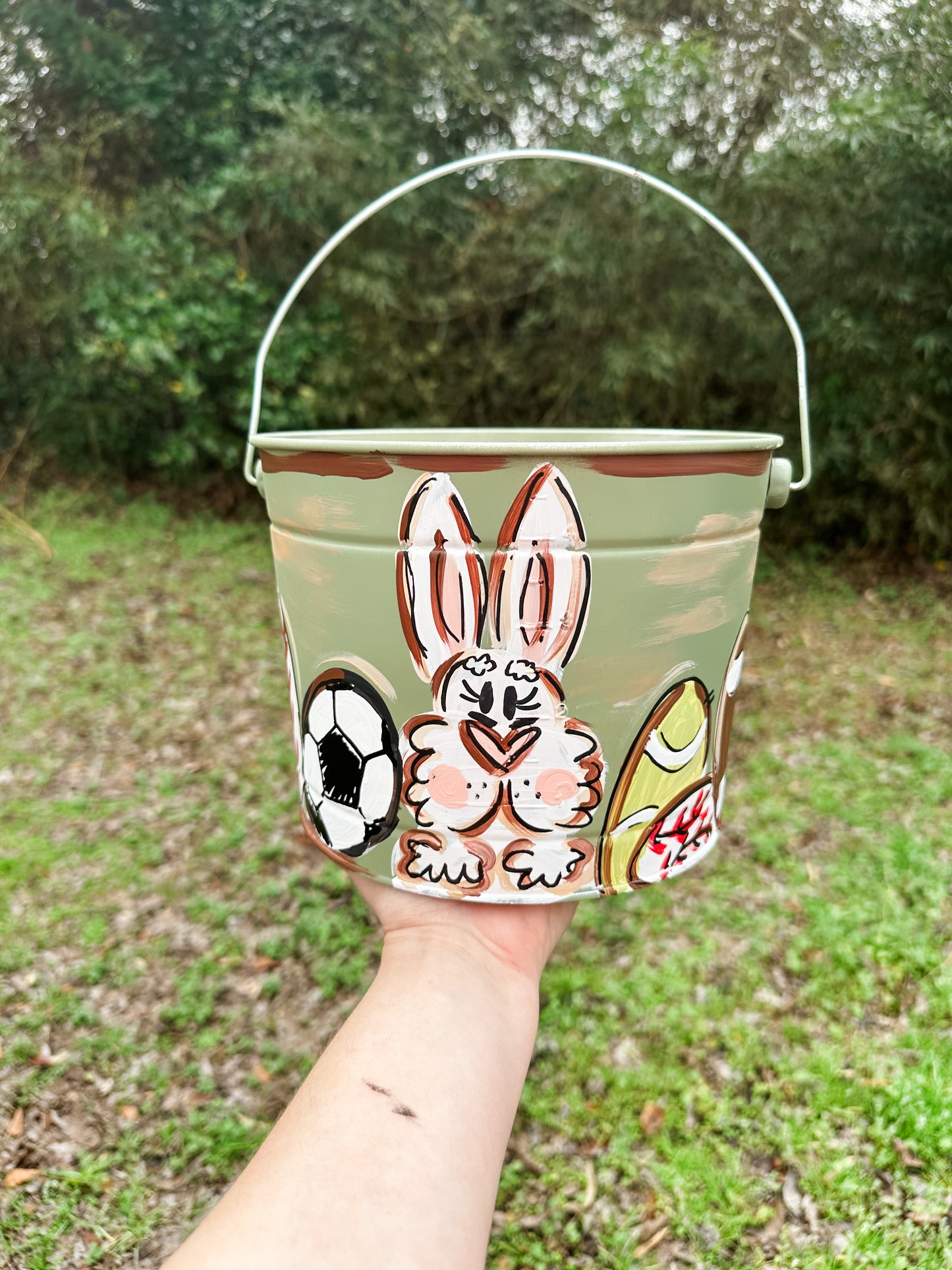 Sports Themed Hand Painted Easter Bucket