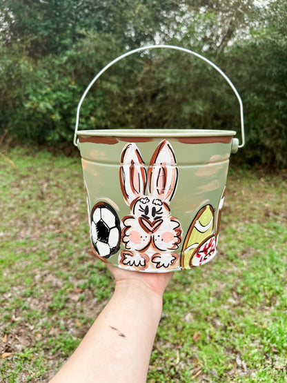 Sports Themed Hand Painted Easter Bucket