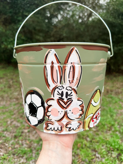Sports Themed Hand Painted Easter Bucket