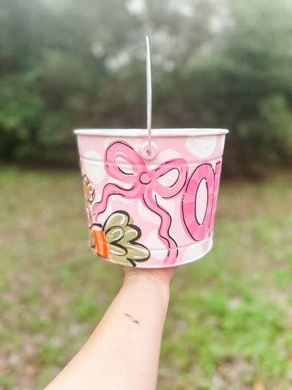 Girls Puppy Hand-Painted Easter Bucket