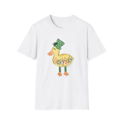 St. Patrick's Day 'Lucky Duck' T-Shirt – Cute Cartoon Duck with Green Hat