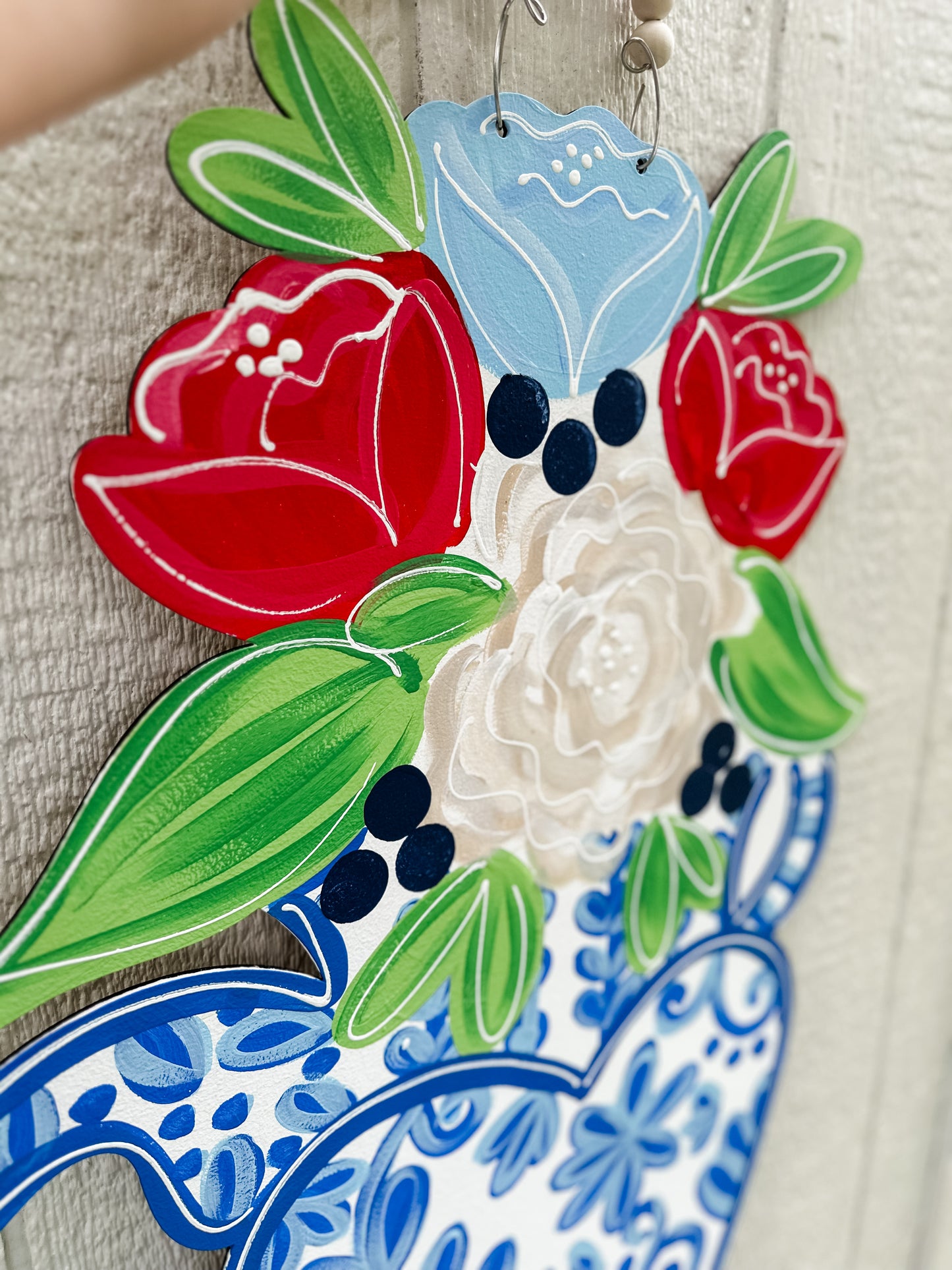 Chinoiserie Vase Patriotic Colors