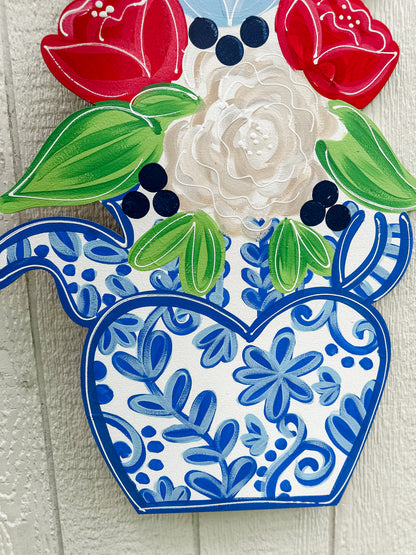 Chinoiserie Vase Patriotic Colors