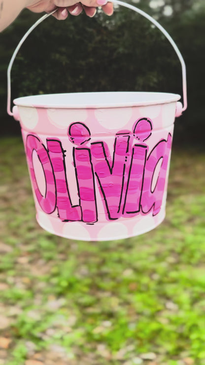 Girls Puppy Hand-Painted Easter Bucket