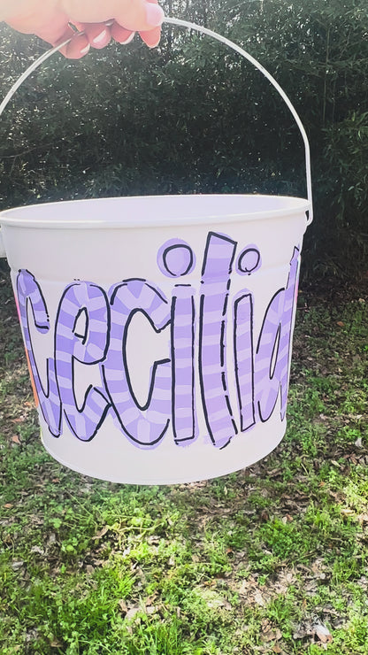 Girls Purple Sheep Floral Hand Painted Bucket